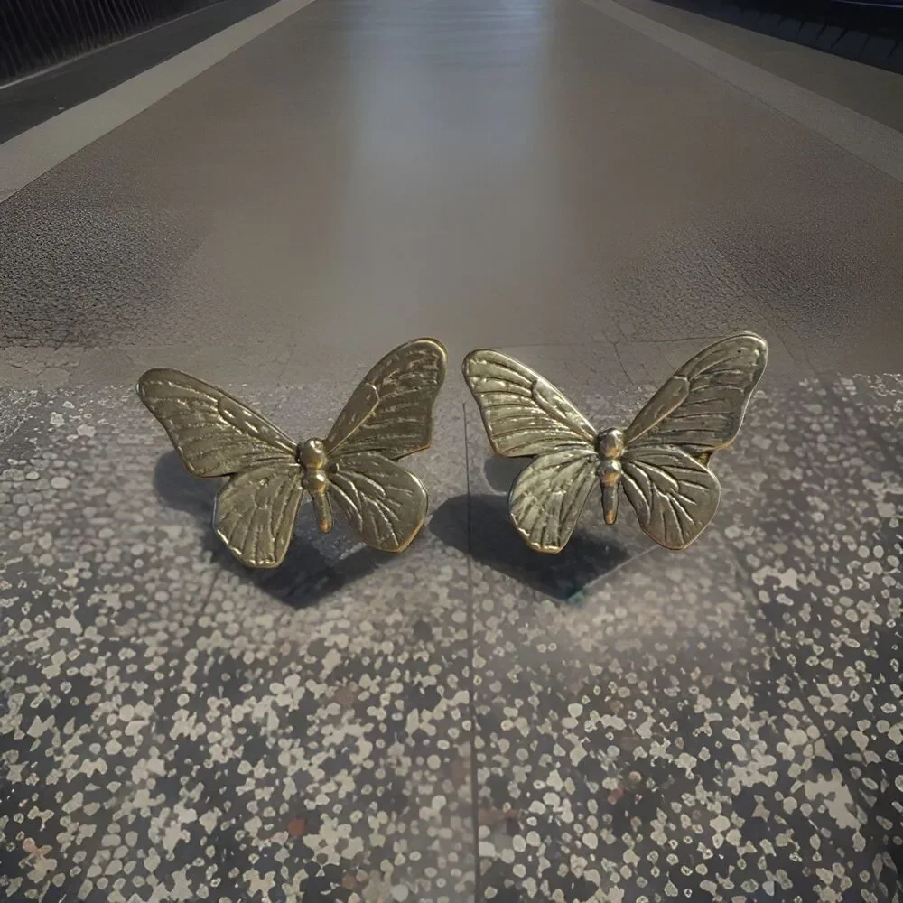 Set Of 2 Rosenthal Netter Brass Butterfly Napkin Rings Vintage MCM Retro